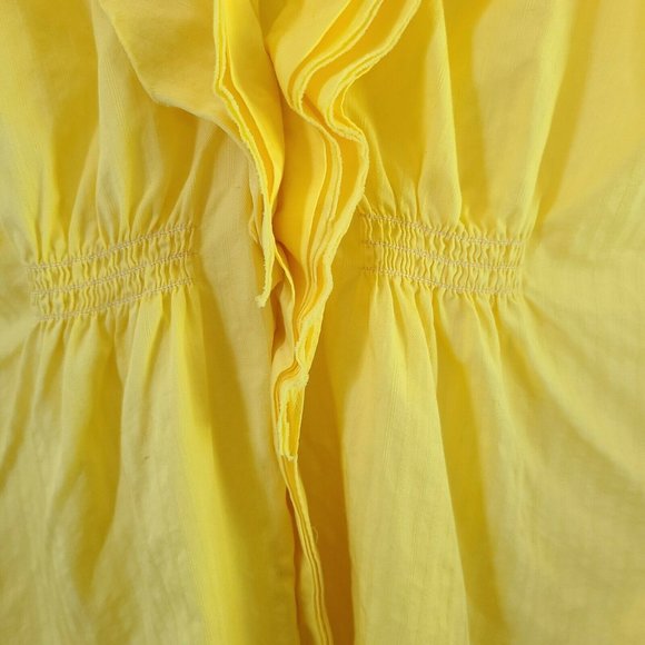 🌷  BCBGMaxazria Yellow Ruffle Top Ruched - Picture 3 of 12